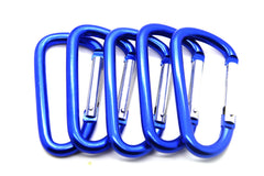 ONDEPOT 3-inch blue aluminum carabiner in a pack for quick key access