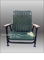 One & Done Pro All Terrain Leveled Chair showing height-adjustable legs on uneven ground.