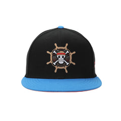 Front view of One Piece Live Action Straw Hat Pirates Compass Black Snapback Hat