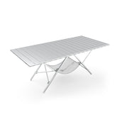ONEFOREST one-step fold-up camping table opened for quick setup on uneven ground