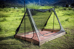 OneTigris 2-person mesh tent closed entrance demonstrates easy access to gear in rain
