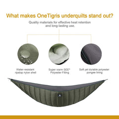 OneTigris Night Protector underquilt warmth shell in use outdoors