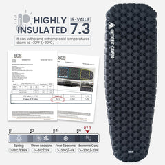 ONETIGRIS Noblejade insulated sleeping pad with 3D reflective layer enhances heat retention on cold nights.