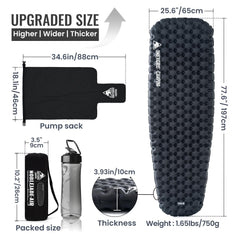 ONETIGRIS Noblejade insulated sleeping pad oversized dimensions provide room to stretch for backpacking.