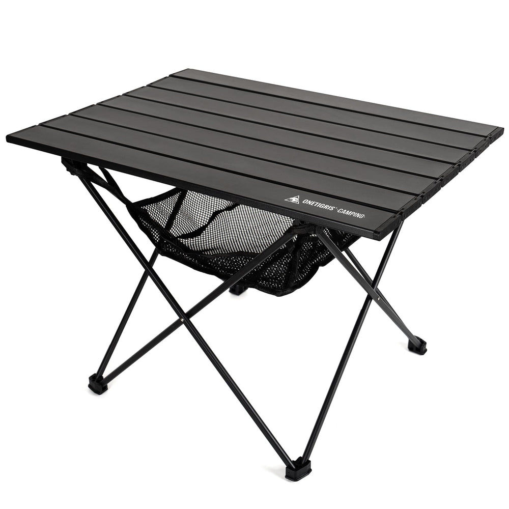 ONETIGRIS portable camping table folded for compact carry and storage.