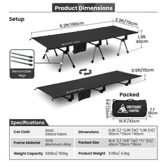 ONETIGRIS SUPRANUBIS cot with side pocket for gadgets and easy access.