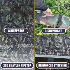 Onewind camo tarp waterproof coating closeup highlights rain resistance and durability