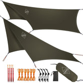 OneWind rainfly coverage in OD green protects from rain and wind