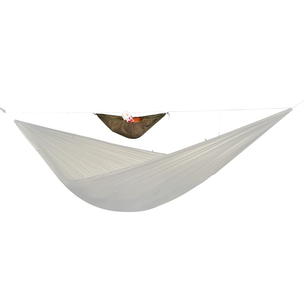 Onewind Peak Storage Hammock clip-on keeps headlamp and keys within easy reach.