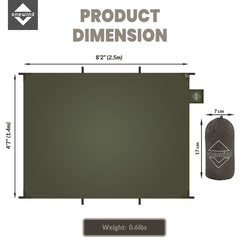 Onewind sunshade and ground mat ideal for beach and camping setups.