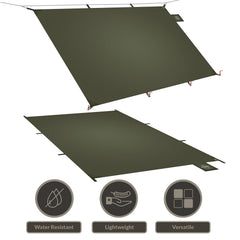 Onewind multipurpose tarp can serve as rain fly or picnic mat.