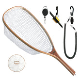 ONROCL fly fishing net with magnetic release and wooden frame