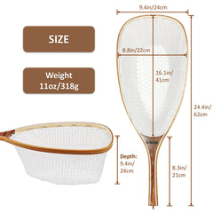 Soft rubber mesh trout net for catch and release