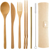 Onwon bamboo travel cutlery set with canvas pouch for eco friendly meals on the go