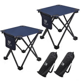 Opliy camping stool blue folded for easy transport and space saving.