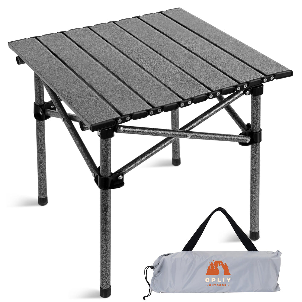 Opliy folding camping table top view shows a durable surface ideal for meals and prep