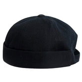 Front view of Opreng adjustable unisex hip-hop docker hat in black