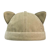 Opreng Kitten Beanie with Cat Ears - Khaki, Front View