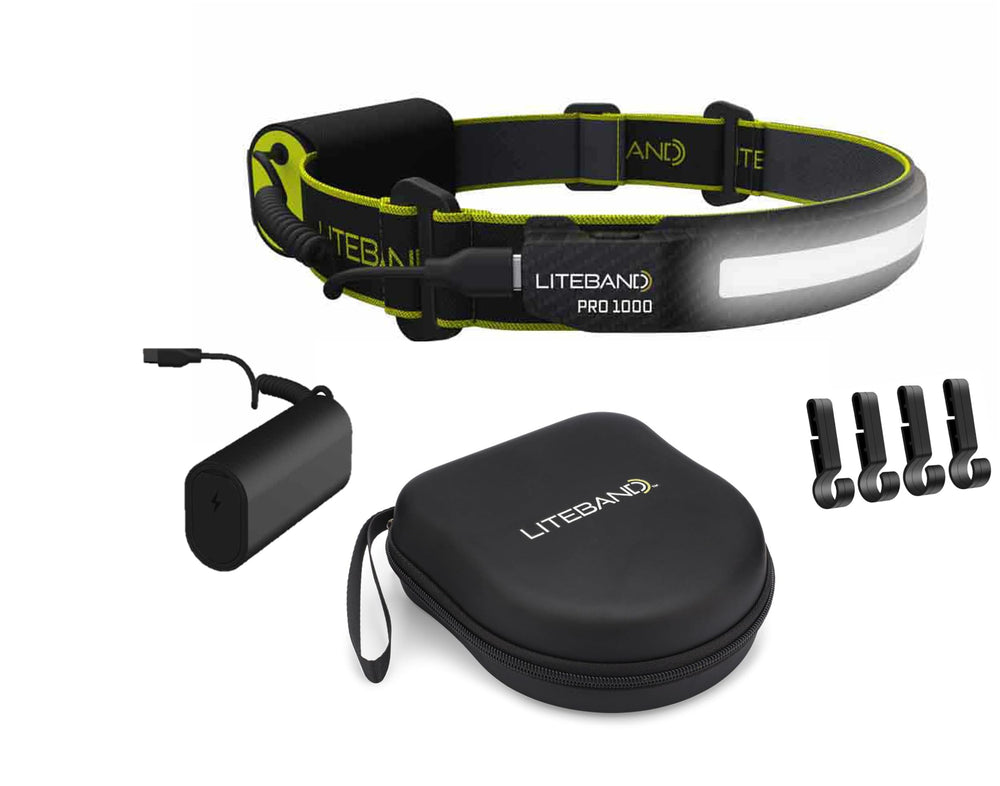 OPTIMAL VENTURES Liteband PRO front view headlamp offers hands free lighting.