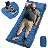 Oramoose camping sleeping pad folded for compact backpack storage.