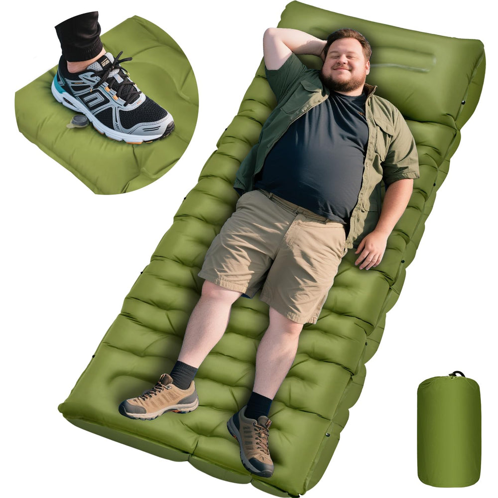 Oramoose sleeping pad shows 6-inch thick structure for extra ground separation and comfort