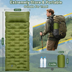 Oramoose sleeping pad with built-in pillow supporting neck alignment