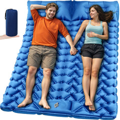 Oramoose sleeping pad double-setup shows cozy two-person camping bed for restful nights