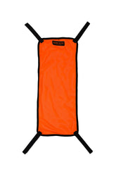 Orange Aglow Blaze Orange Mesh Safety Panel attached to a backpack for day and night visibility
