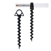 Orange Screw heavy-duty ground anchor, large two-pack, ready for robust outdoor setups.