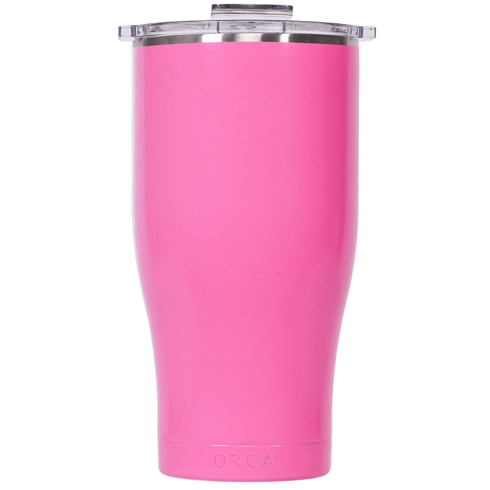ORCA Chaser Cup 27 oz front view with pink-clear finish and condensation-free grip