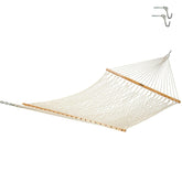 Original Pawleys Island 14OC hammock front view with cotton rope bed and oak spreader bars
