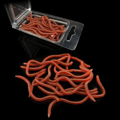 OriGlam 20pcs Bass Fishing Worms in red soft plastic bait