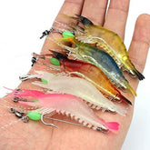 OriGlam 5pcs Soft Luminous Shrimp Lure Set - White luminous shrimp lure close-up