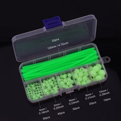 Clear plastic storage box with beads and tubes for portable use