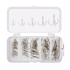 OriGlam 50pcs Treble Hooks Kit - high carbon steel hooks in silver finish, sizes 2# 4# 6# 8# 10#