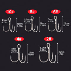 White nickel-plated treble hook surface close-up