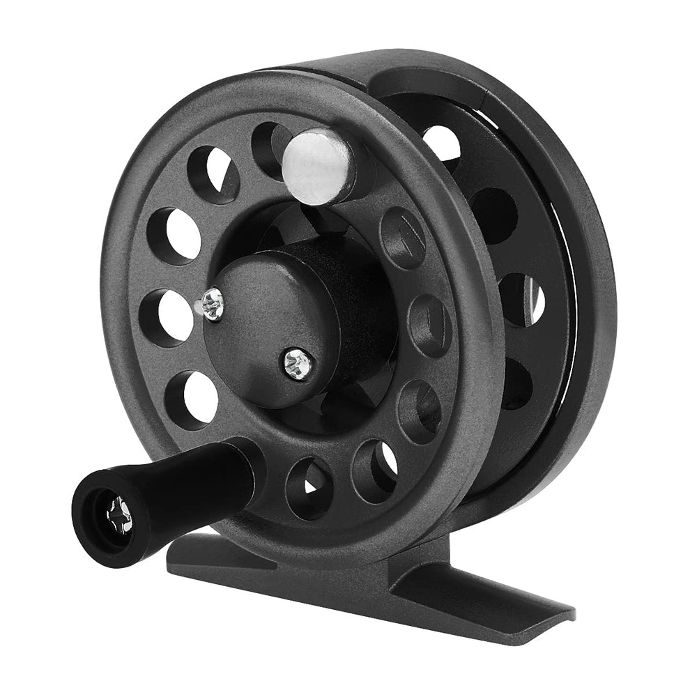 OriGlam Fly Fishing Reel front view in black