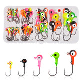 OROOTL 60-piece jig head set – round heads with 3D eyes and colorful coating
