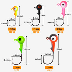 Close-up of 3D eyes on OROOTL jig heads