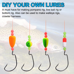 Assorted colors and sizes for pompano and walleye rigs
