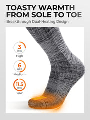 ORORO heated socks wool-blend fabric maintains cozy comfort on long hikes.