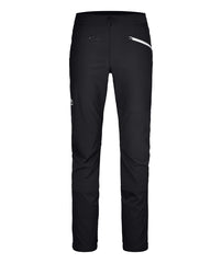 Ortovox Punta Berrino Pant Black Raven, front view highlighting breathable Merino Airsolation panels for all-day comfort