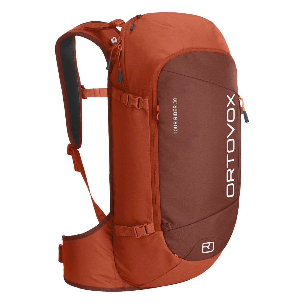 Ortovox Tour Rider 30L front view in desert orange for backcountry day tours