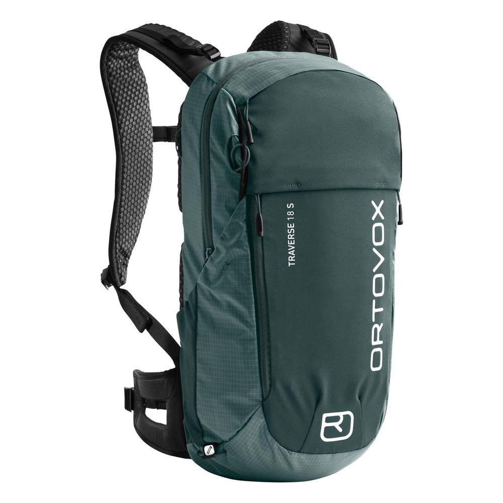 Ortovox Traverse 18L Glacier Grey backpack with ergonomic S-back system for shorter backs.