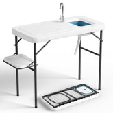 Ortus Collective fish cleaning table with deep sink for campsite prep.