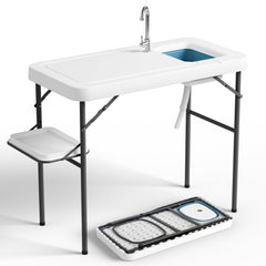Ortus Collective fish cleaning table with deep sink for campsite prep.
