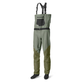 Orvis Clearwater chest waders in river show waterproof protection