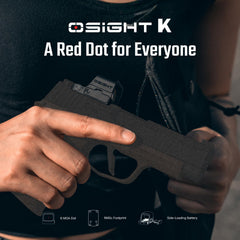 Osight K Micro dot close-up reticle, aiding rapid confirmation of targets