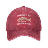 Ositerpz Fishing Is My Retirement Plan hat, front view, ideal for outdoor wear and casual style.