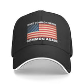 Ositerpz Make Common Sense Common Again hat front view for versatile daily wear.